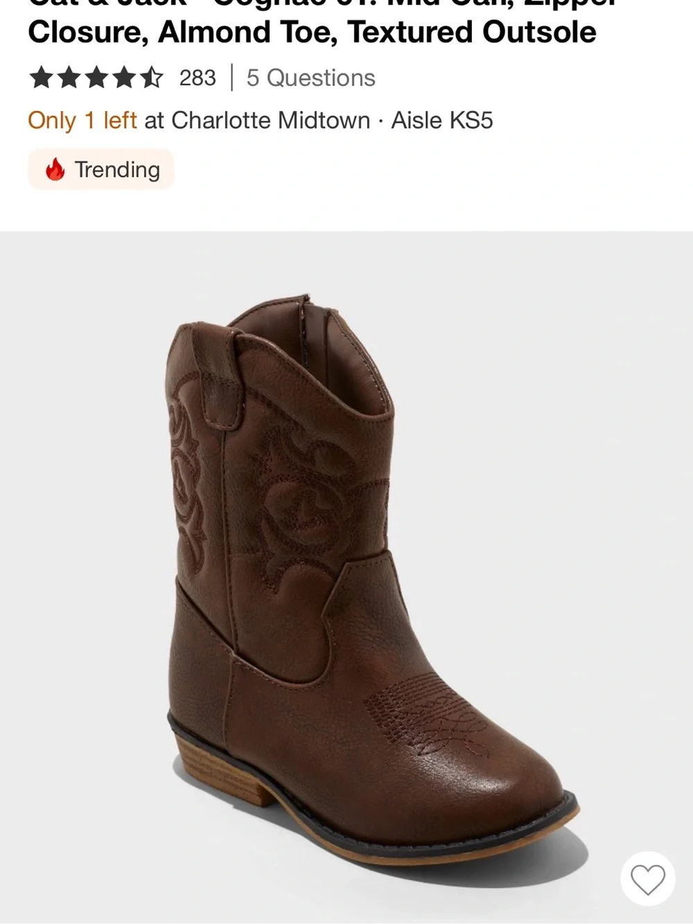 Cat & Jack Toddler Girl Memphis Western Boot